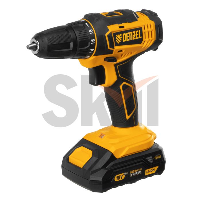Дрель-шуруповерт аккумуляторная CDL-18-02BM, Li-Ion, 18 В, 2 акк.// Denzel