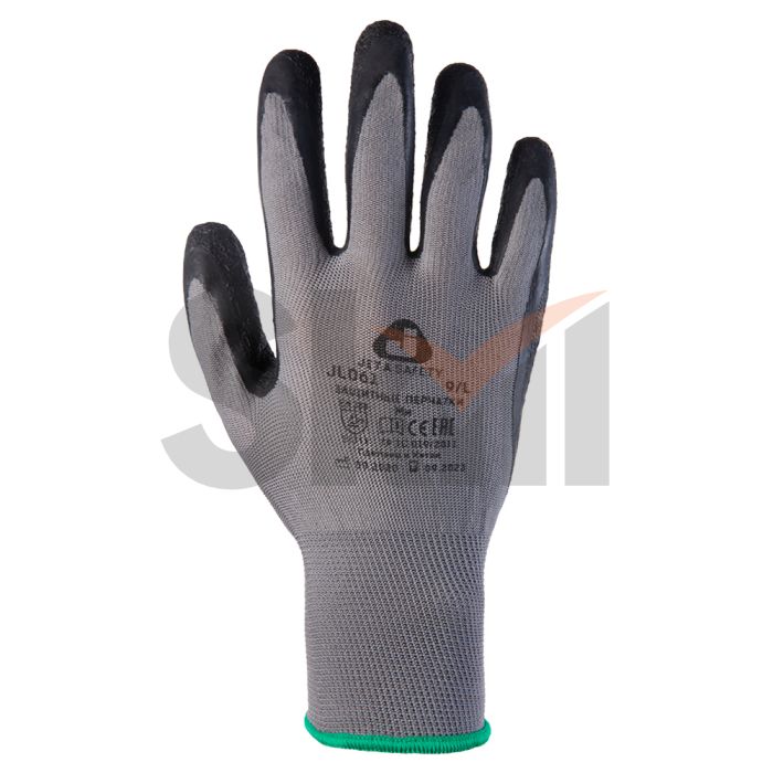 Защитные промышленные перчатки из полиэстера - M с рельефным латексным покрытием