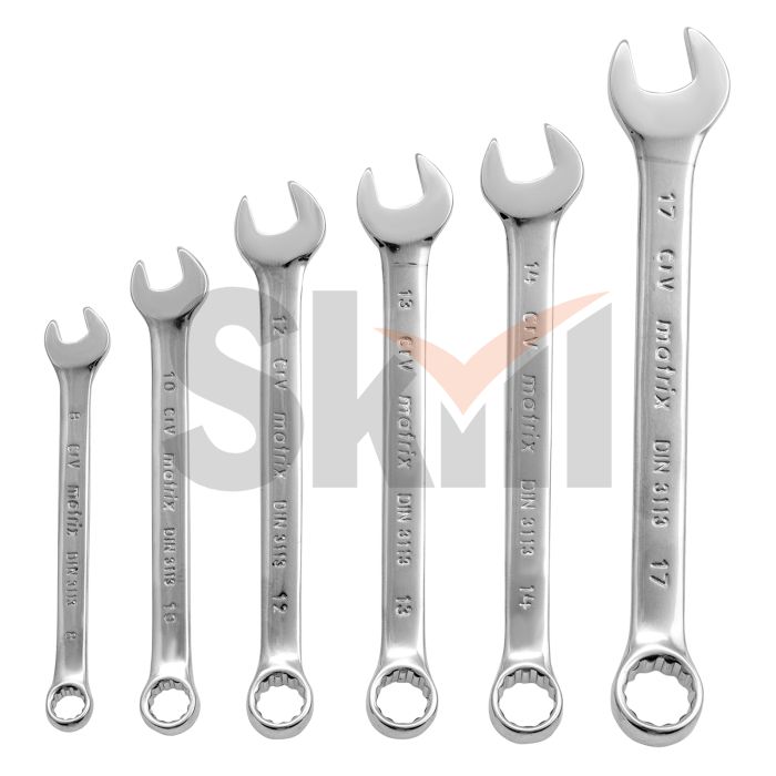 Набор ключей комбинированных, 8-17 мм, 6 шт, CrV, полированный хром Matrix