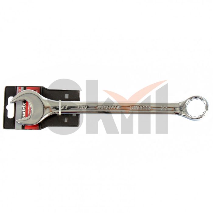 Ключ комбинированный, 27 мм, CrV, полированный хром Matrix