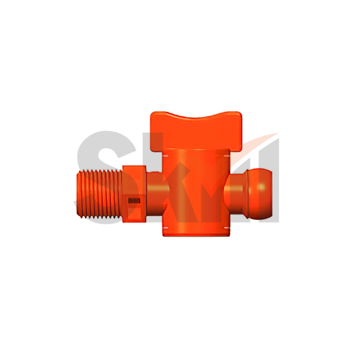Вентиль запорный резьбовой для подачи СОЖ 1/2" - G1/2 оранжевый