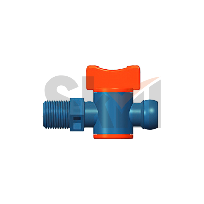 Вентиль запорный резьбовой для подачи СОЖ 1/2" - G1/2 синий