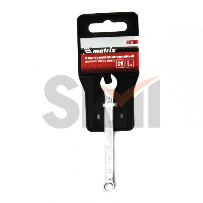 Ключ комбинированный, 6 мм, CrV, полированный хром Matrix