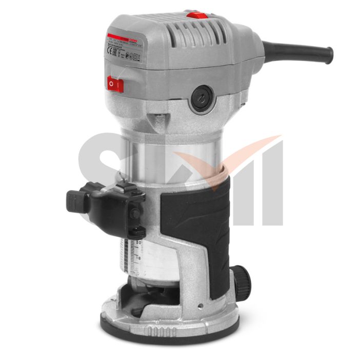 CT11023 CROWN Фрезер кромочный 710Вт, цанга 6/8мм, ход 20мм, поддержка оборотов, 3 базы, сумка