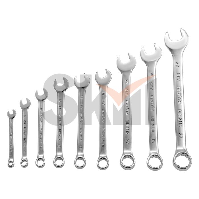 Набор ключей комбинированных, 6-22 мм, 9 шт, CrV, полированный хром Matrix