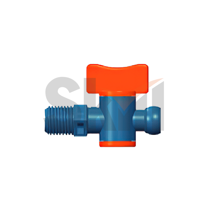 Вентиль запорный резьбовой для подачи СОЖ 1/4" - G1/4 синий