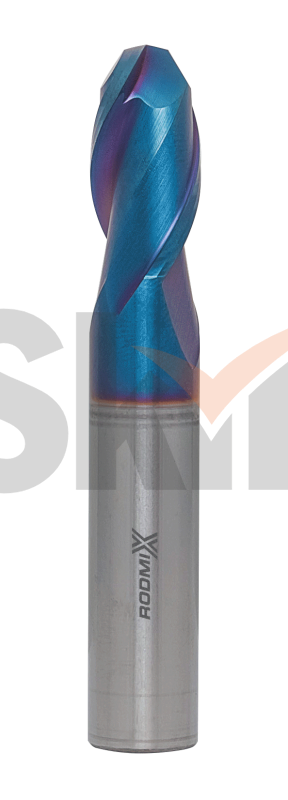 Концевая сферическая фреза 2 зуба, HRC 65, Nano Blue 4х8х50 R2