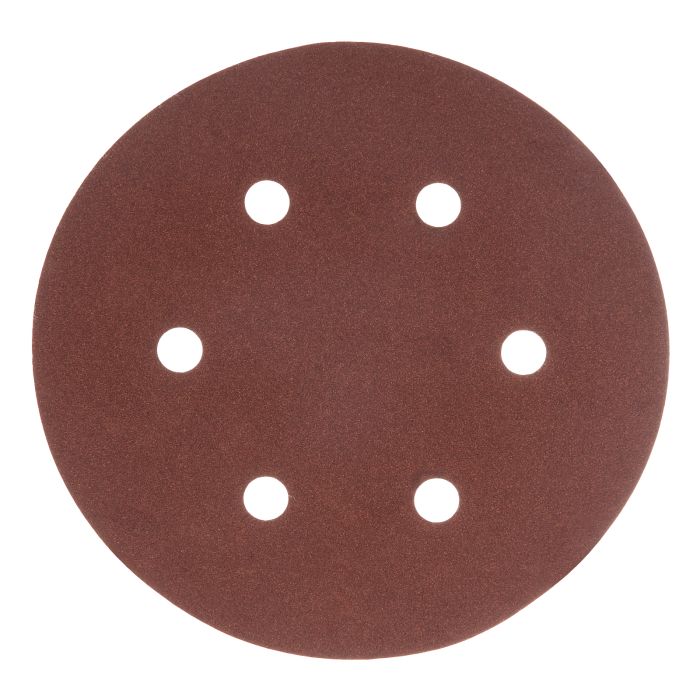 Круг абразивный на ворсовой подложке под "липучку", перфорированный, P 180, 150 мм, 5 шт.// Matrix