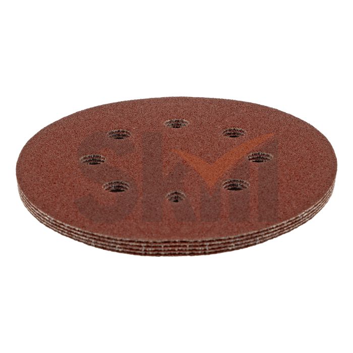 Круг абразивный на ворсовой подложке под "липучку", перфорированный, P 100, 125 мм, 5 шт.// Matrix