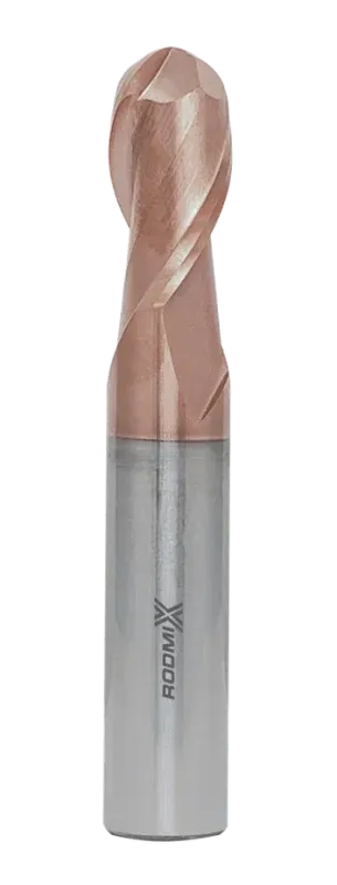 Концевая сферическая фреза 2 зуба, HRC 55, TiSiN, удлиненная 14x28x100 R7