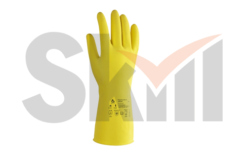 Химические перчатки из латекса JHG-101 Acid Eco с хлопковым напылением - M