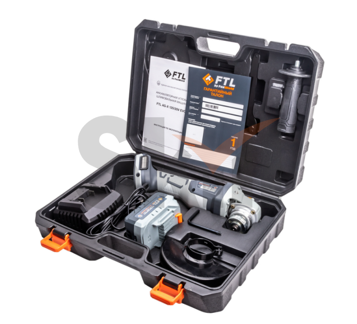 Аккумуляторная угловая шлифовальная машина FTL AG-X 125/20V EVO, бесщёточный двигатель 20В (в компле