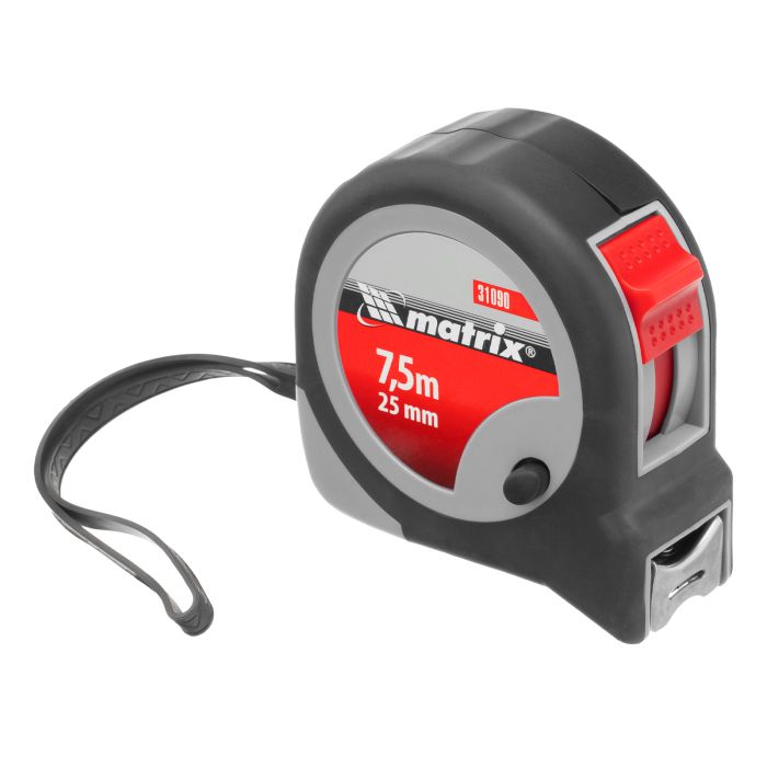 Рулетка Continuous fixation, 7,5 м х 25 мм, двухкомпонентный корпус, плавная фиксация// Matrix