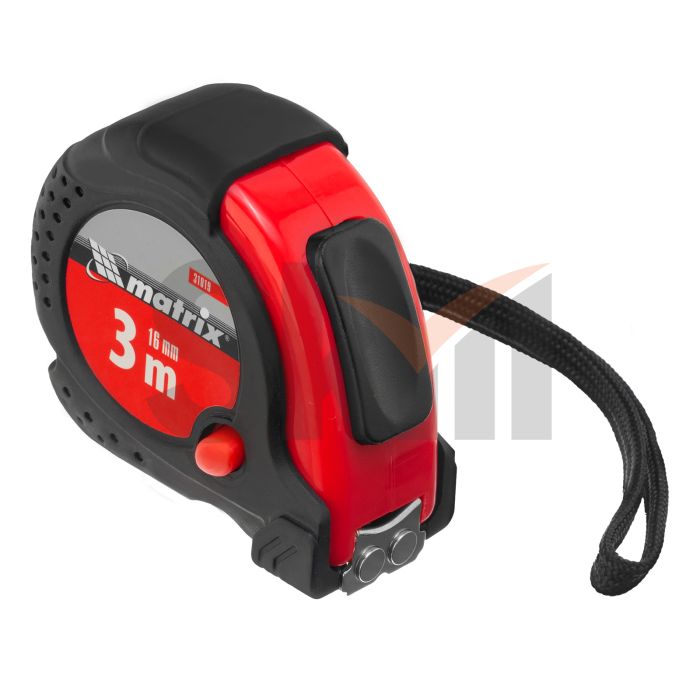 Рулетка Status magnet fixation, 3 м х 16 мм, обрезиненный корпус, зацеп с магнитом// Matrix