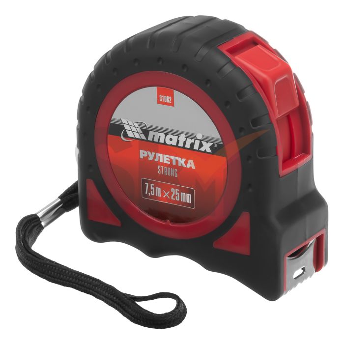 Рулетка Strong, 7,5м х 25 мм, обрезиненный корпус// Matrix