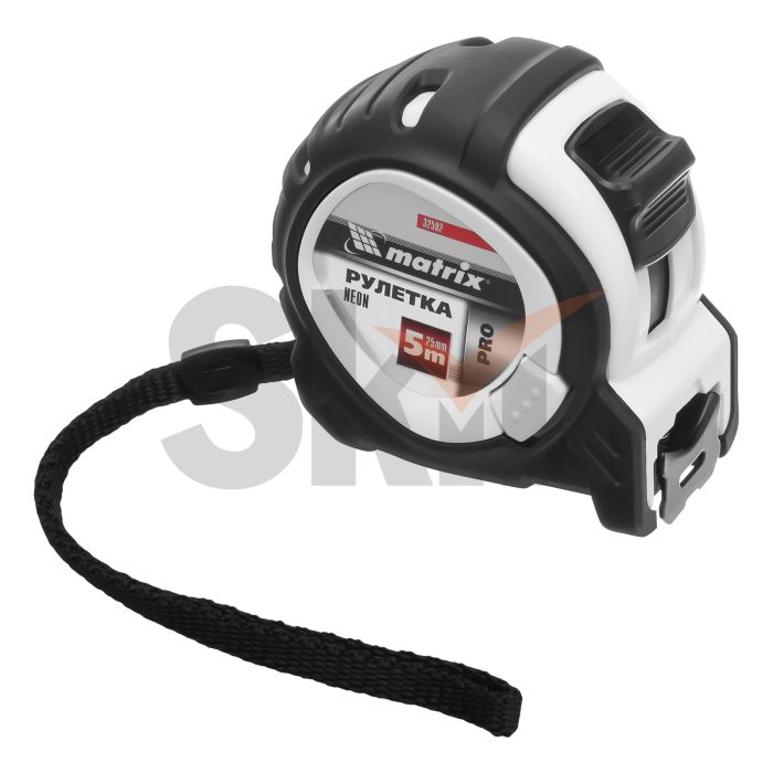Рулетка Neon, 5 м x 25 мм, обрезиненный корпус, 3 фиксации, PRO// Matrix
