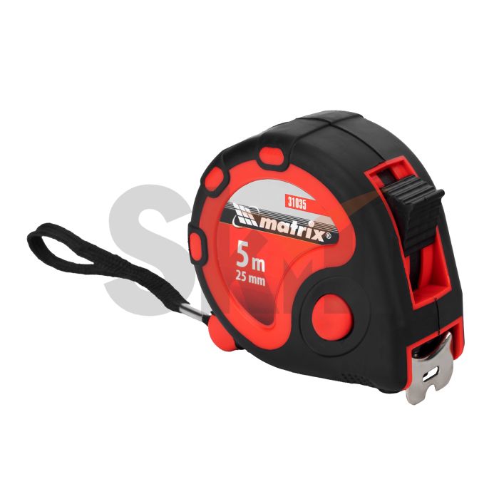 Рулетка Status 3 fixations, 5 м х 25 мм, двухкомпонентный корпус, 3 фиксации ленты// Matrix