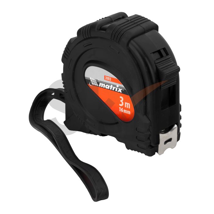 Рулетка Black, 3 м х 16 мм, обрезиненный корпус// Matrix