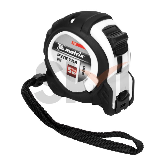 Рулетка Neon, 5 м x 19 мм, обрезиненный корпус, 3 фиксации, PRO// Matrix