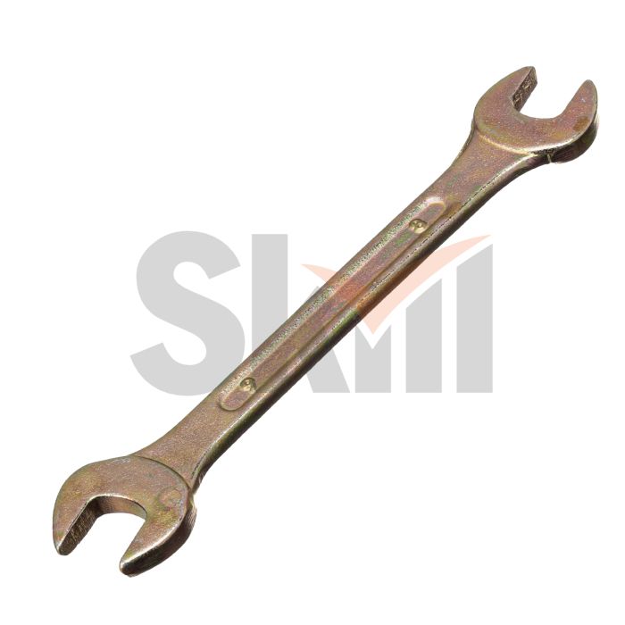 Ключ рожковый, 8 х 9 мм, желтый цинк Сибртех