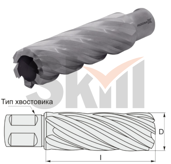 HSS Корончатое сверло по металлу 27x55, weldon 19