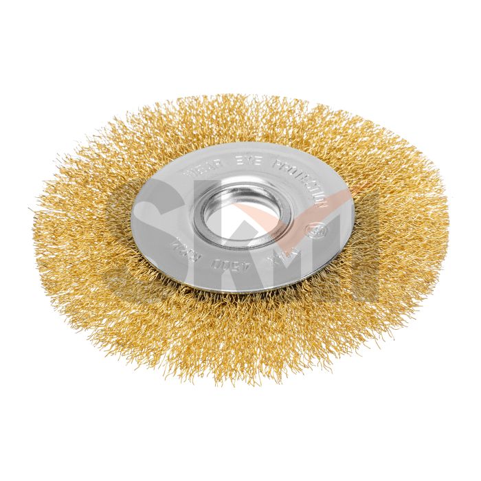 Щетка для УШМ, 125 мм, посадка 22.2 мм, плоская, латунированная витая проволока Matrix