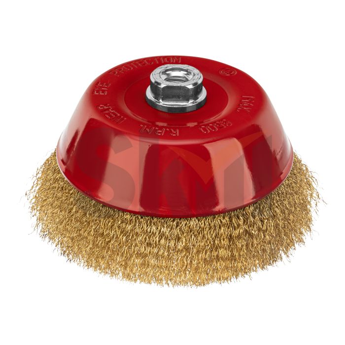 Щетка для УШМ, 150 мм, М14, "чашка", латунированная витая проволока Matrix