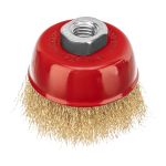 Щетка для УШМ, 75 мм, М14, "чашка", латунированная витая проволока Matrix