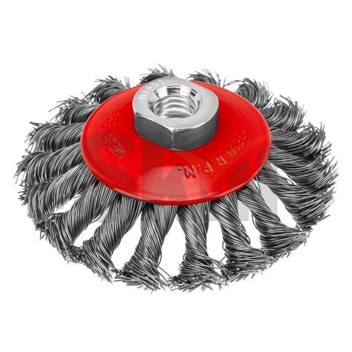 Щетка для УШМ, 100 мм, М14, "тарелка", крученая проволока 0.5 мм Matrix