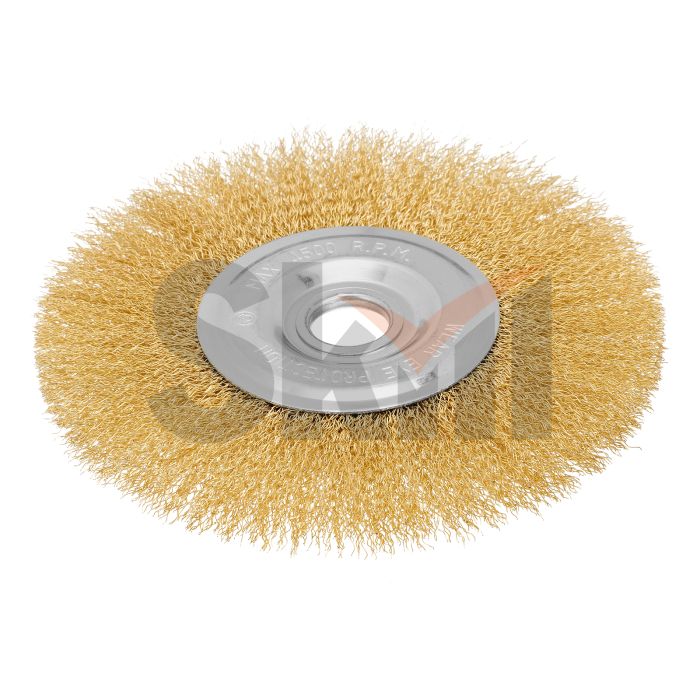 Щетка для УШМ, 175 мм, посадка 22.2 мм, плоская, латунированная витая проволока Matrix