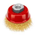 Щетка для УШМ, 65 мм, М14, "чашка", латунированная витая проволока Matrix