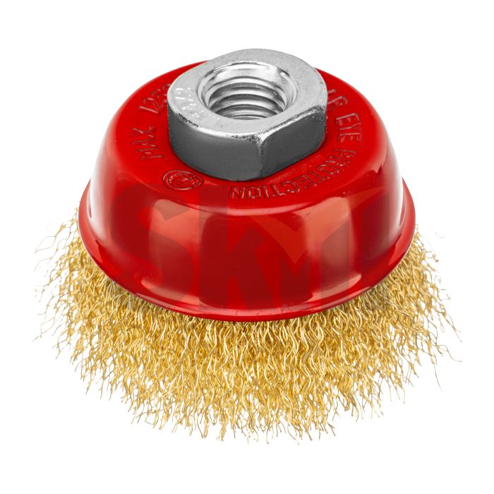 Щетка для УШМ, 65 мм, М14, "чашка", латунированная витая проволока Matrix