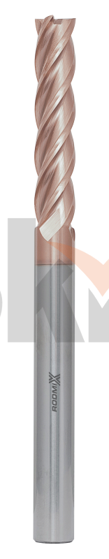 Концевая фреза с плоским торцом 2 зуба, HRC 55, TiSiN, удлиненная 14х45х100