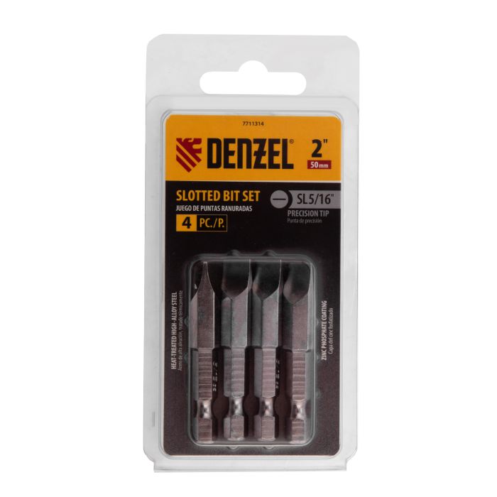 Набор бит, SL5/16"x2", 4 шт. Denzel Набор бит, SL5/16"x2", 4 шт. Denzel