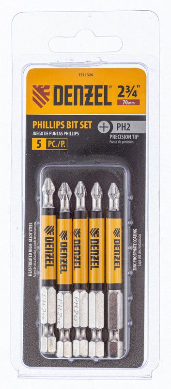 Набор бит, PH2x2х70 мм, 5 шт. Denzel Набор бит, PH2x2х70 мм, 5 шт. Denzel