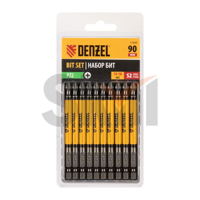 Бита PZ2х90, сталь S2, цилиндр., 10 шт. Е 6,3 Denzel