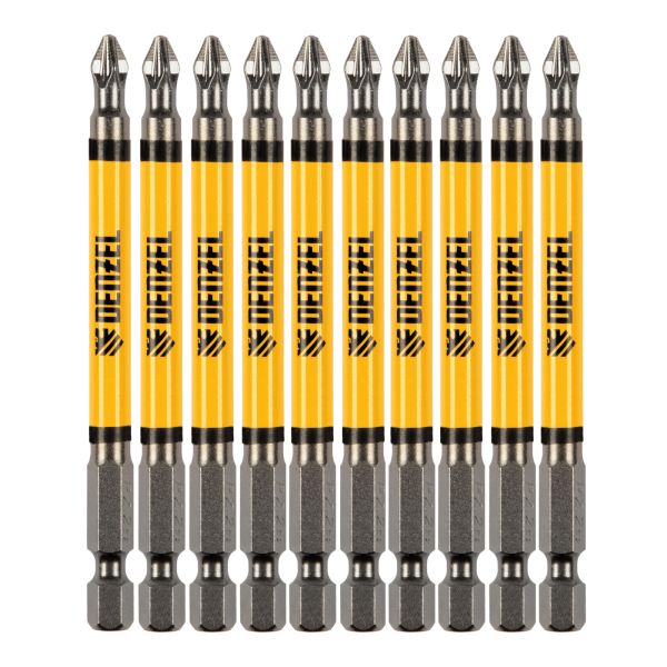 Бита PZ2х90, сталь S2, цилиндр., 10 шт. Е 6,3 Denzel