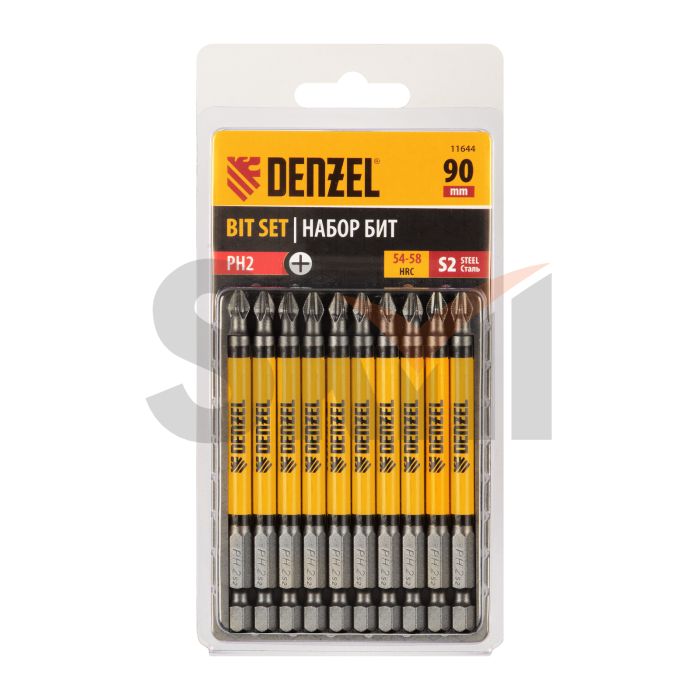 Бита PH2х90, сталь S2, цилиндр., 10 шт. Е 6,3 Denzel