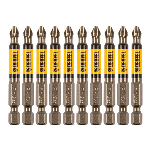 Бита PH2х60, сталь S2, цилиндр., 10 шт. Е 6,3 Denzel