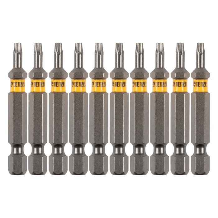 Бита TX 10х50, сталь S2, шестигранный профиль, 10 шт. Е 6,3 Denzel Бита TX 10х50, сталь S2, шестигранный профиль, 10 шт. Е 6,3 Denzel