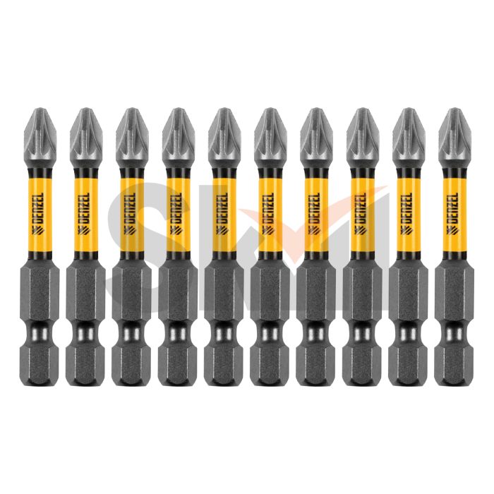 Бита IMPACT, PZ2x50 мм, лазерная обработка шлица, сталь S2, 10 шт., Е 6,3 Denzel