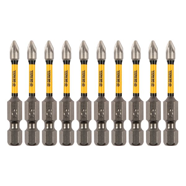 Бита IMPACT, PZ1x50 мм, лазерная обработка шлица, сталь S2, 10 шт., Е 6,3 Denzel