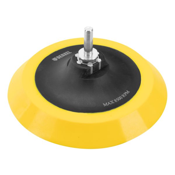 Тарелка опорная для дрели и УШМ с липучкой, 150 мм, мягкая, с адаптером c М14 на d8// Denzel Тарелка опорная для дрели и УШМ с липучкой, 150 мм, мягкая, с адаптером c М14 на d8// Denzel