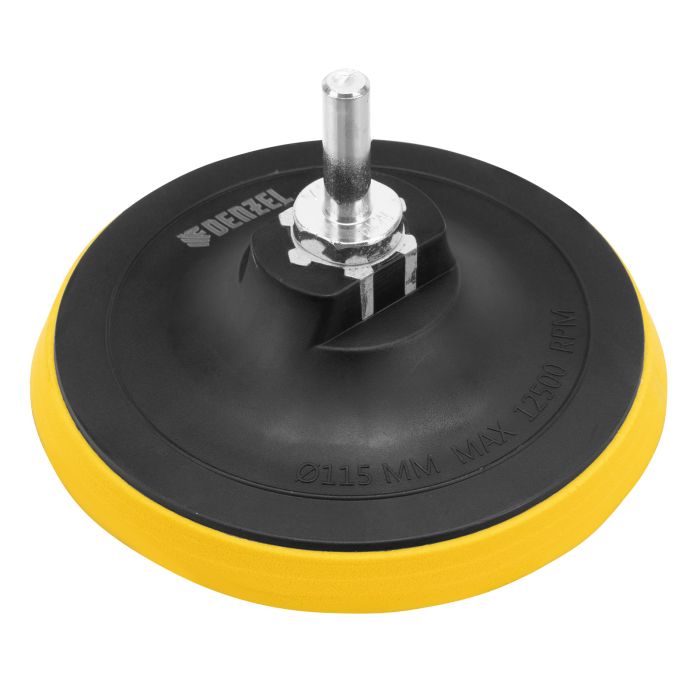 Тарелка опорная для дрели и УШМ с липучкой, 115 мм, стандартная, с адаптером c М14 на d8// Denzel Тарелка опорная для дрели и УШМ с липучкой, 115 мм, стандартная, с адаптером c М14 на d8// Denzel