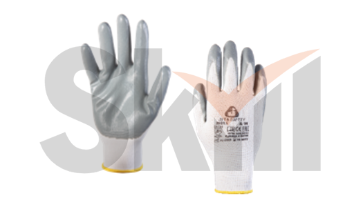Защитные промышленные перчатки - L из полиэстера с нитриловым покрытием