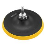 Тарелка опорная для дрели и УШМ с липучкой, 125 мм, стандартная, с адаптером c М14 на d8// Denzel Тарелка опорная для дрели и УШМ с липучкой, 125 мм, стандартная, с адаптером c М14 на d8// Denzel