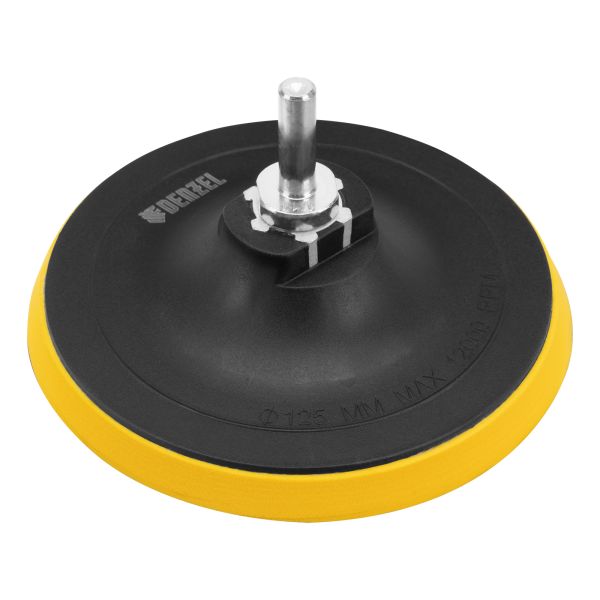 Тарелка опорная для дрели и УШМ с липучкой, 125 мм, стандартная, с адаптером c М14 на d8// Denzel Тарелка опорная для дрели и УШМ с липучкой, 125 мм, стандартная, с адаптером c М14 на d8// Denzel