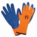 Перчатки акриловые 7G с рельефным латексным покрытием, оранжевый/синий (120гр), 1/240 (12) (10)