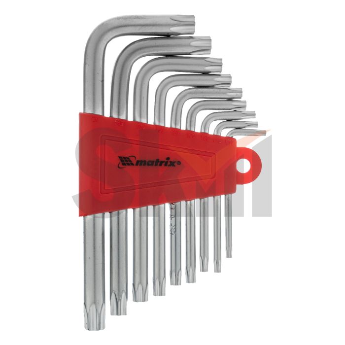 Набор ключей имбусовых TORX, 9 шт., T10-T50, CrV, короткие, сатин.// Matrix