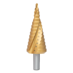 Ступенчатое сверло со спиральной канавкой HSS M2, покрытие TIN, 15 ступеней, 4-32 мм